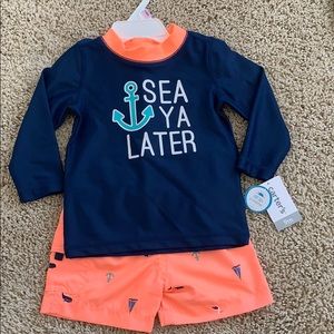 NWT Carter’s Swim Set (Shorts & LS Rash guard)